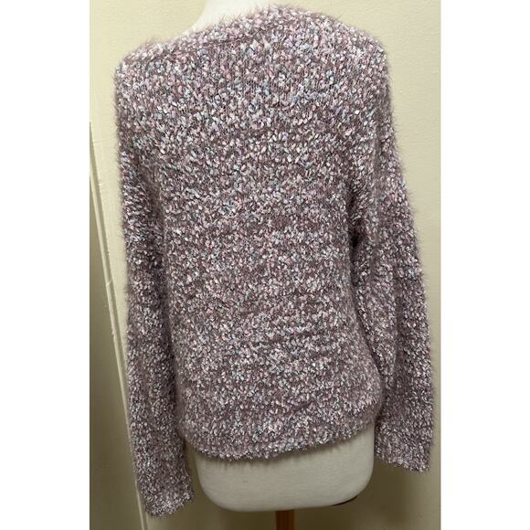 Women's Chelsea & Theodore Textured Popcorn Knit Long Sleeve Sweater Pink-Large - Picture 3 of 4